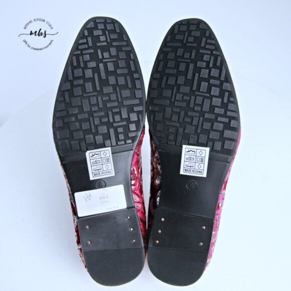 NWT Amali Fabian Embroidered Sequin Driving Loafers Red Rose Gold Men 8 - Picture 12 of 13